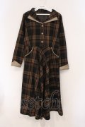 an another angelus / ダブルオープンカラーチェックワンピース  ブラウン O-26-04-02-014-CA-OP-IG-OS