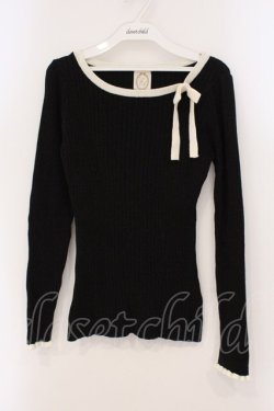 画像1: F&A /  配色サイドリボンリブニットプルオーバー  クロ×オフシロ O-26-04-02-018-LO-TO-IG-OS