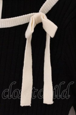 画像2: F&A /  配色サイドリボンリブニットプルオーバー  クロ×オフシロ O-26-04-02-018-LO-TO-IG-OS