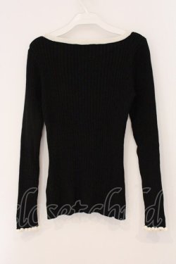 画像3: F&A /  配色サイドリボンリブニットプルオーバー  クロ×オフシロ O-26-04-02-018-LO-TO-IG-OS