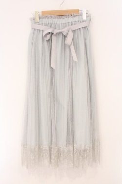 画像1: F&A / レース使いチュールプリーツスカート  ブルーグレー O-26-04-02-023-LO-SK-IG-OS