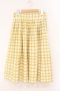 an another angelus / ハンドペイントチェックスカート  イエロー O-26-04-02-024-CA-SK-IG-OS
