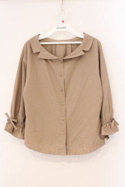 画像1: F&A / オフショル開衿シャツ  ブラウン O-26-04-02-031-LO-BL-IG-OS