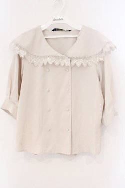 画像1: an another angelus / ダブル釦レース使いビッグカラーブラウス  オフシロ O-26-04-04-004-CA-BL-IG-OS