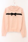 Ank Rouge / ベロアリボン配色ニットトップス M ピンク O-26-04-04-035-CA-TO-OW-OS