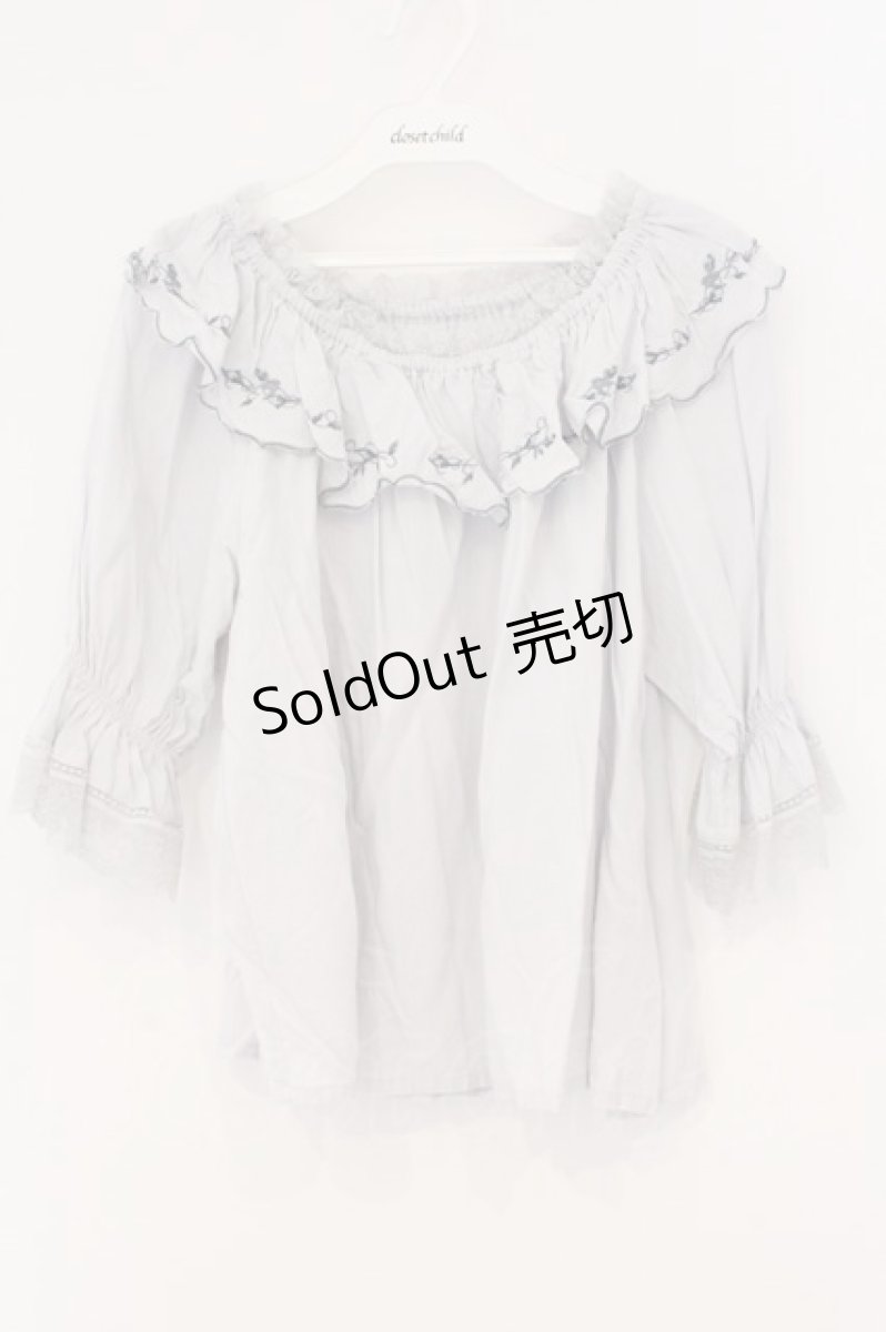 画像1: an another angelus / ローズ刺繍オフショルブラウス  グレー O-26-04-04-005-CA-BL-IG-ZH (1)