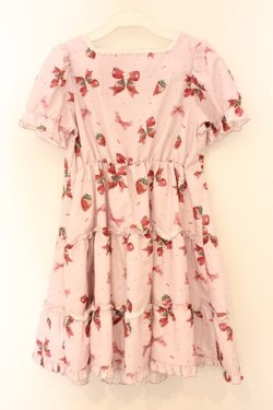 画像4: majoretty / まゆろんコラボいちご柄ワンピース M ピンク O-26-04-04-045-GO-OP-OW-OS