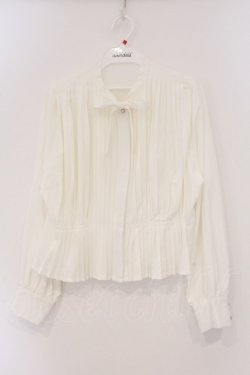 画像1: an another angelus / フロントプリーツリボンタイブラウス  オフシロ O-26-04-04-006-CA-BL-IG-OS