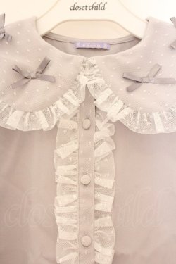 画像2: axes femme kawaii / プチリボン半袖ブラウス M グレー O-26-04-04-049-AX-BL-OW-OS