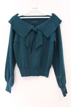 画像1: an another angelus / タイ付きケープカラーニットプルオーバー F グリーン O-26-04-04-055-CA-TO-OW-OS