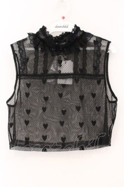 画像1: Hoshibako Works / ノースリーブレーシーカットソー  クロ O-26-04-04-057-LO-TO-OW-OS