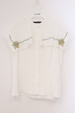 画像1: an another angelus / スクエアケープ衿ローズ刺繍ブラウス  オフシロ O-26-04-04-007-CA-BL-IG-OS