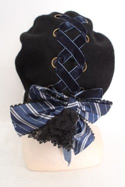 画像2: ATELIER PIERROT / ハリー・ポッターリボンブローチ付きレースアップベレー帽  レイブンクロー O-26-04-04-1025-EL-ZA-IG-OS