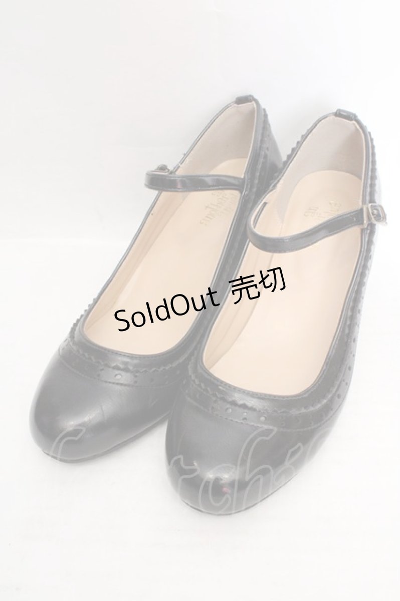 画像1: an another angelus / 細ストラップウイングチップパンプス M クロ O-26-04-04-1005-CA-SH-IG-OS (1)