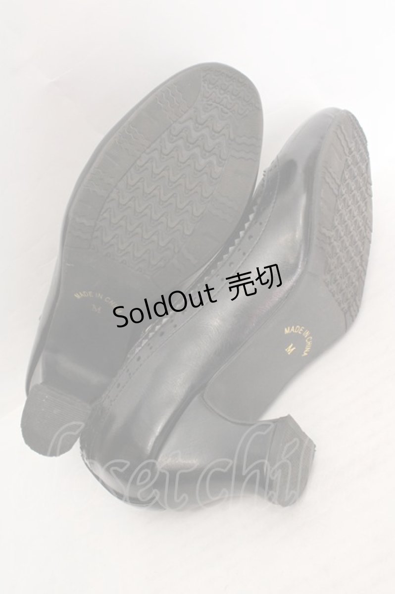 画像4: an another angelus / 細ストラップウイングチップパンプス M クロ O-26-04-04-1005-CA-SH-IG-OS (4)