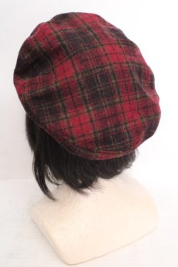 画像2: axes femme / ベルト使いチェック柄ベレー帽  ワイン O-26-04-04-1016-AX-AC-IG-OS