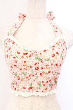 画像1: LIZ LISA / さくらんぼ柄ホルターベアトップ  ピンク O-26-04-04-067-LO-TO-IG-OS