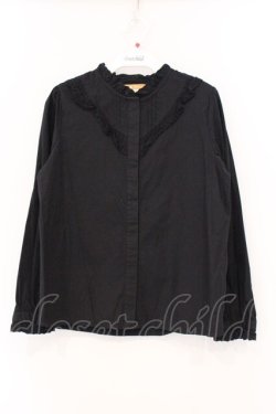 画像1: F i.n.t / ピンタックヨークコットンレース使いブラウス  クロ O-26-04-04-008-CA-BL-IG-OS