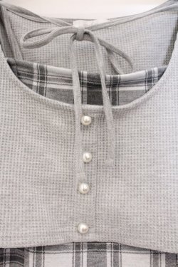 画像2: evelyn / リボンチェックミニワンピース F グレー O-26-04-04-078-LO-OP-OW-OS