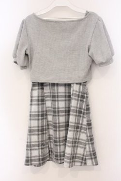 画像3: evelyn / リボンチェックミニワンピース F グレー O-26-04-04-078-LO-OP-OW-OS