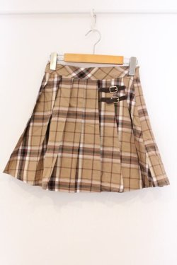 画像1: evelyn / チェックプリーツスカート  ベージュ O-26-04-04-079-LO-SK-OW-OS