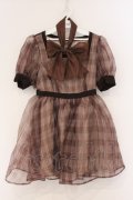 Me roir / チェックオーガンジーワンピース M ブラウン O-26-04-04-084-GO-OP-OW-OS