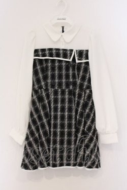 画像1: evelyn / ツイードドッキングワンピース F クロ×シロ O-26-04-04-089-LO-OP-OW-OS