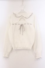 画像1: evelyn / バイカラー襟リボンニット  シロ O-26-04-04-092-LO-TO-OW-ZT113 (1)