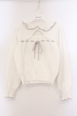 画像1: evelyn / バイカラー襟リボンニット  シロ O-26-04-04-092-LO-TO-OW-OS