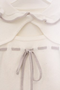 画像2: evelyn / バイカラー襟リボンニット  シロ O-26-04-04-092-LO-TO-OW-OS