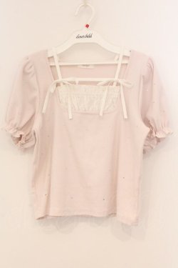 画像1: evelyn / リボンクロストップス  ピンク O-26-04-04-095-LO-TO-OW-OS