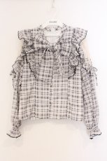 画像1: evelyn / チェックボウタイブラウス  ベージュ O-26-04-04-097-LO-BL-OW-OS (1)