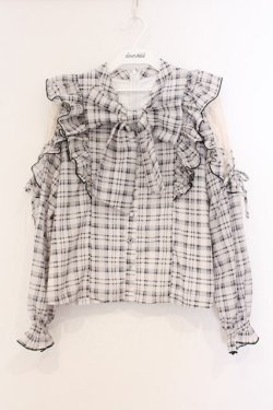 画像1: evelyn / チェックボウタイブラウス  ベージュ O-26-04-04-097-LO-BL-OW-OS