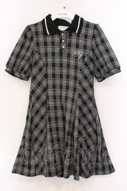 画像1: evelyn / チェック半袖ワンピース F クロ O-26-04-04-098-LO-OP-OW-OS