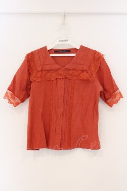 画像1: an another angelus / レース使いスクエアカラーブラウス  オレンジ O-26-04-04-013-CA-BL-IG-OS