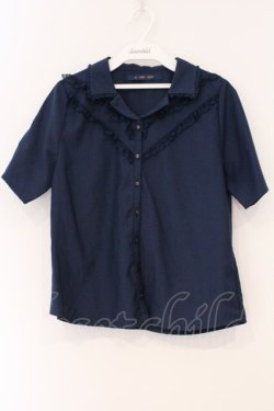 画像1: an another angelus / レース使い開衿シャツ  ネイビー O-26-04-04-014-CA-BL-IG-OS