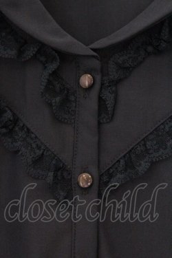 画像2: an another angelus / レース使い開衿シャツ  ネイビー O-26-04-04-014-CA-BL-IG-OS