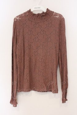 画像1: F&A / ローズレースハイネックトップス  ピンクブラウン O-26-04-04-018-LO-TO-IG-OS