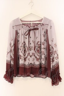 画像1: axes femme / ブーケパネル柄プルオーバー M ワイン×ピンク O-26-04-04-023-AX-TO-IG-OS