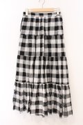 axes femme / ティアードボリューミースカート M クロ×シロ O-26-04-04-028-AX-SK-IG-OS