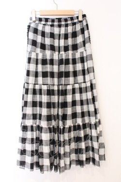 画像3: axes femme / ティアードボリューミースカート M クロ×シロ O-26-04-04-028-AX-SK-IG-OS