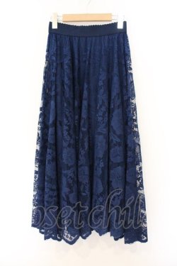 画像1: axes femme / レースサーキュラースカート M ネイビー O-26-04-04-030-AX-SK-IG-OS