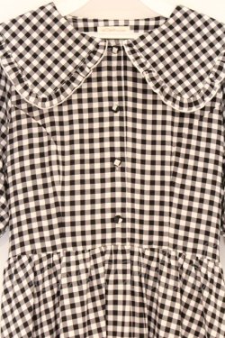 画像2: m petit by misako / TT*Mギンガムチェック半袖ワンピース L クロ×シロ O-26-04-05-034-LO-OP-IG-OS