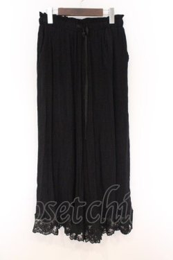 画像1: axes femme / 裾レース楊柳ワイドパンツ  クロ O-26-04-05-037-AX-PA-IG-OS