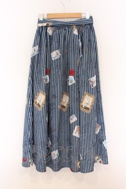 画像3: axes femme / ボン・ヴォヤージュ柄スカート  ネイビー O-26-04-05-038-AX-SK-IG-OS