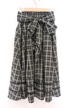 画像3: axes femme / ベルト付チェック柄タックスカート  グリーン×クロ O-26-04-05-042-AX-SK-IG-OS