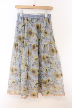 画像1: axes femme / ひまわり柄シアースカート  サックス O-26-04-05-043-AX-SK-IG-OS