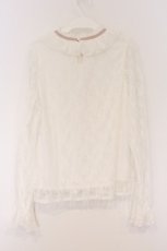 画像3: DearMyLove / フリルネックレーストップス M シロ×ピンクリボン O-26-04-05-053-EL-TO-OW-OS (3)