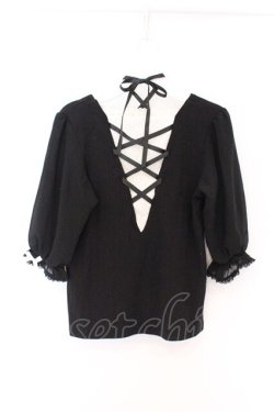 画像3: NOEMIE / チョーカー風レースアップカットソー M クロ×シロ O-26-04-05-054-LO-TO-OW-OS