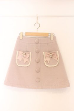 画像1: LIZ LISA / リボンビジュー台形スカート 0 ピンク O-26-04-05-059-LO-SK-OW-OS